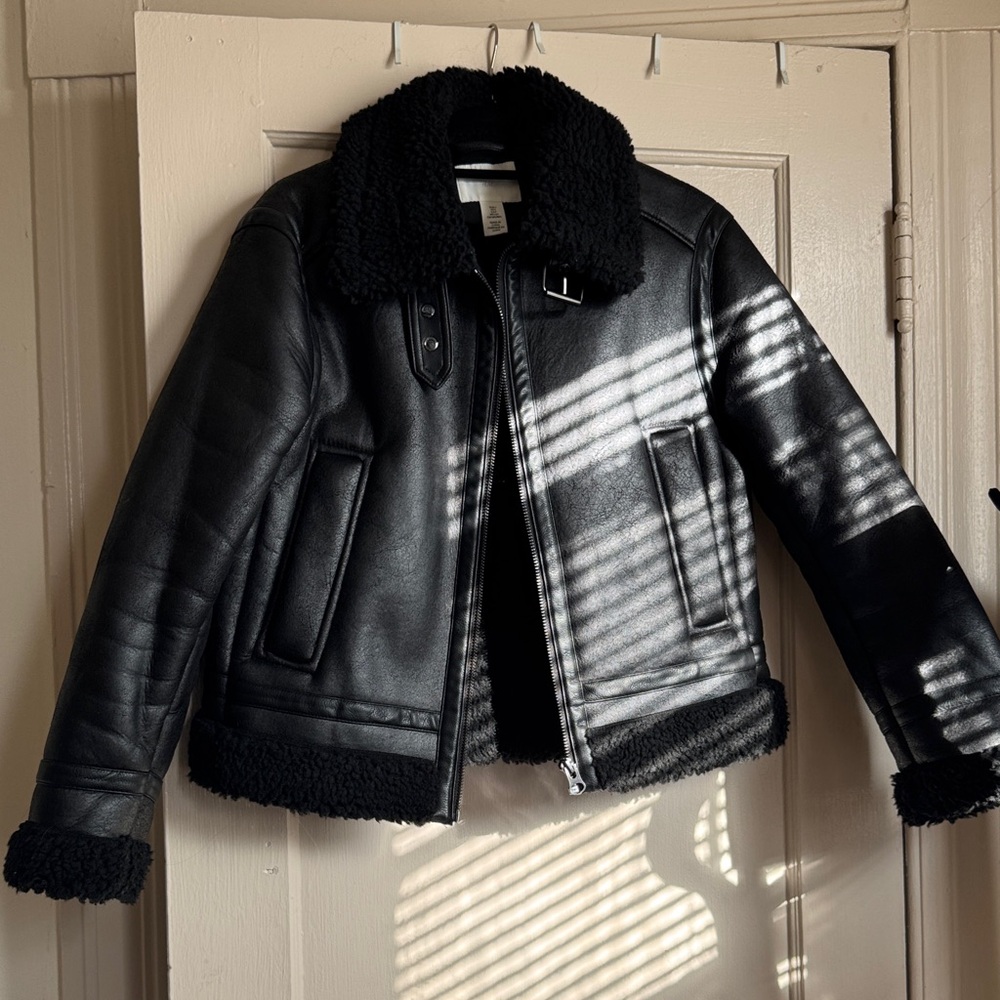 H&M Charcoal Shearling Jacket